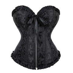 Satin Bow Lace Strapless Corset Top