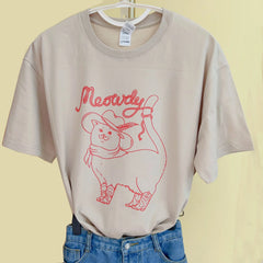 Meowdy Cat Watch Out Print Cotton Short Sleeve Tees