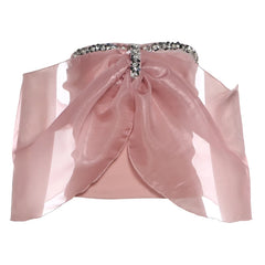 Pink Mesh Sequin Applique Slash Neck Top