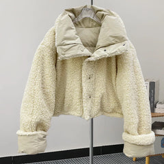 Faux Fur Parka Patchwork Padded Coat