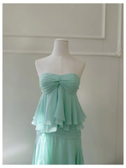 Green Babydoll Tube Crop Top And Ruffle Midi Skirt Set