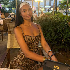 Leopard Print Chiffon Mini Dress