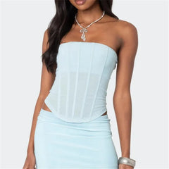 Strapless Mesh Boning Corset Top