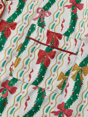 Christmas Santa Nutcracker Button Down Shirt And Shorts Pjs Set