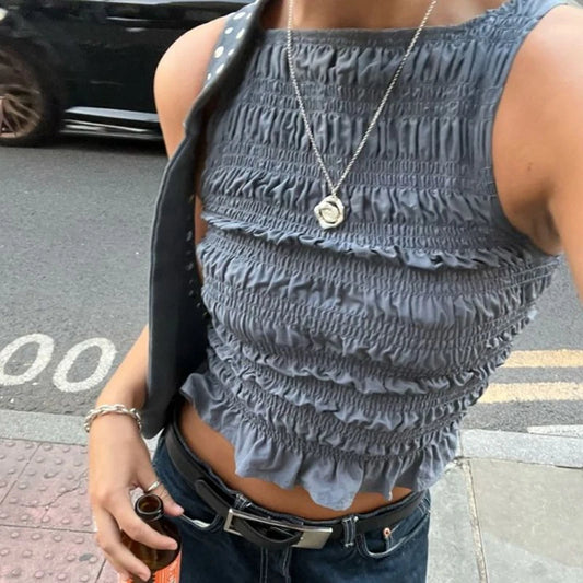 Elastic Ruched Vest Tank Top