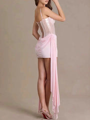 Pink Bustier Draped Bodycon Mini Dress