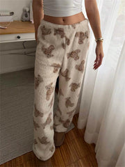 Teddy Bear Print Plush Sweatpants