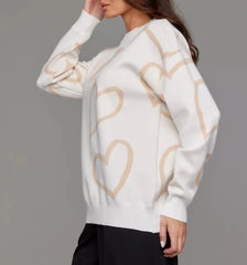 Love Jacquard Round Neck Sweater