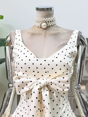 Polka Dot Corset Bow Front Flared Bubble Hem Mini Dress