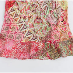 Paisley Patchwork Cowl-Neck Maxi Dress