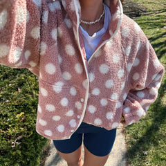 Polka Dot Fuzzy Fleece Jacket