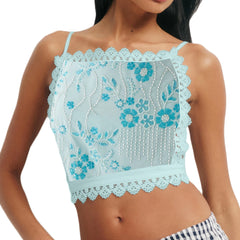 Bead Flower Pattern Square Open Back Top