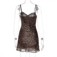 Leopard Print Chiffon Mini Dress