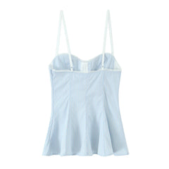 Stripe Sleeveless Pleated Top