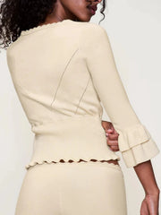 Knit Cropped Drawstring Cardigan Top