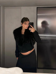Fur Collar Knitted Cardigan