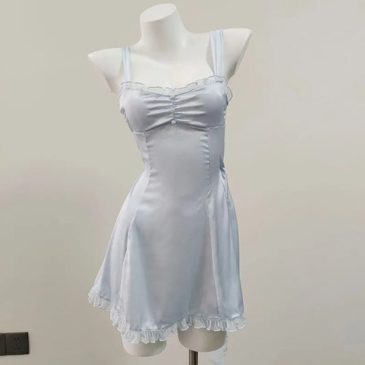 Back Cross Tie Up Slip Nightdress
