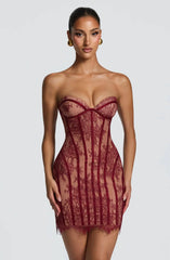 Lace Bodycon Bustier Strapless Mini Dress