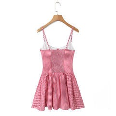 Gingham Plaid Strap Mini Dress