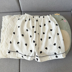 Heart-Shaped Short Sleeve Shirt and Shorts Pajama Set