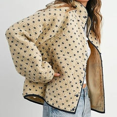 Dotted Zipper Printed Fleece Jacket