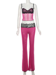 Lace Patchwork Cami Top And Pants Set
