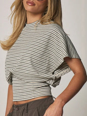Round Neck Striped Print Pullover T-shirt