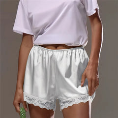 Lace Trim Satin Shorts
