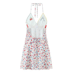 Floral Print Halter Neck Cami Mini Dress