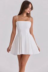 Spaghetti Strap Pleated Hem Mini A-line Dress