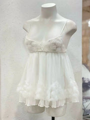 Rose Embroidery Sheer Mini Nightdress