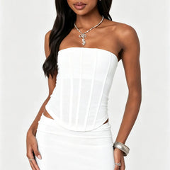 Strapless Mesh Boning Corset Top