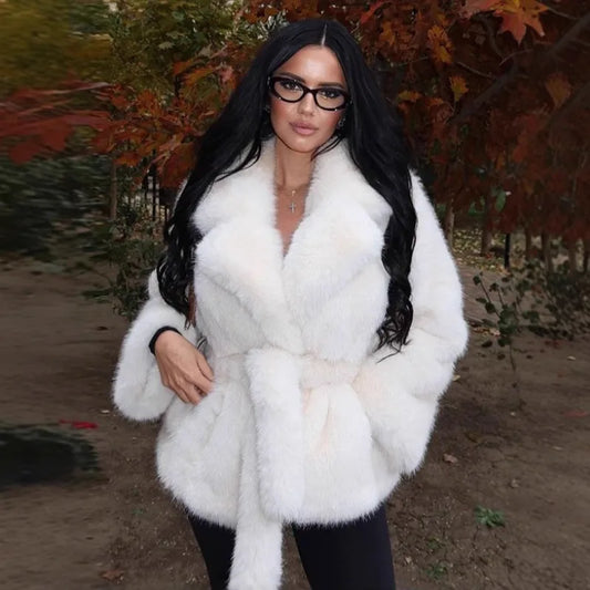 Faux Fur Tie Up Short Coat