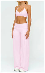 Wide Leg Fold Over Low Rise Flare Yoga Sweatpants