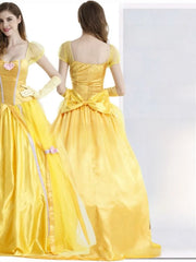 “Belle cosplay costume yellow princess dress for women”