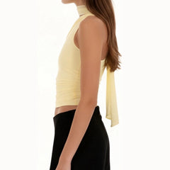 One Should Halter Scarf Mesh Tank Top