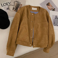 Brown Suede Stripe Lining Jacket Free From Label