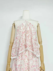 Halter Neck Tiered Ruffle Flower Long Dress