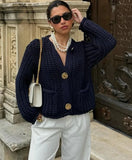 Blue Cabel Knit Pocket Cardigan