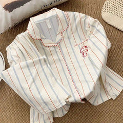 Cartoon Dog Embroidery  Pajamas Two-piece Set