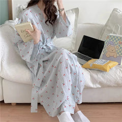 Printed Long Sleeve Night Gown Robe