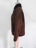 Brown Faux Leather Black Lining Fur Jacket