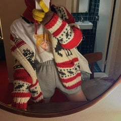 Knitted Christmas Zipper Sweater