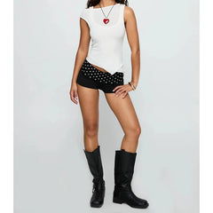 Fold Over Printed Micro Shorts