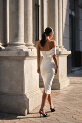 Strapless Bandage Off-shoulder Midi Dress