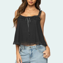 Silky Bow Tied Babydoll Crop Top