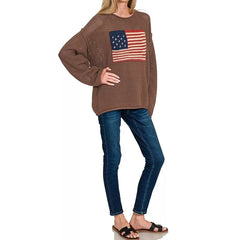 American Flag Crochet Sweater Top