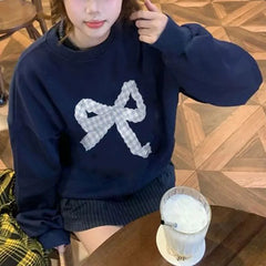 Blue Bow Printed Sweatshirt