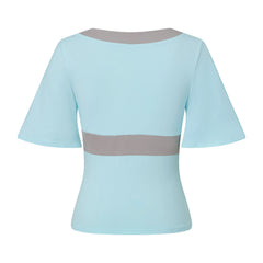 Contrast Colour Cross V-Neck Short Sleeve Crop Top
