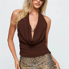 Cowl Neck Metal Ring Tank Top